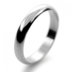 D Shaped Medium Weight - 3mm Platinum Wedding Ring